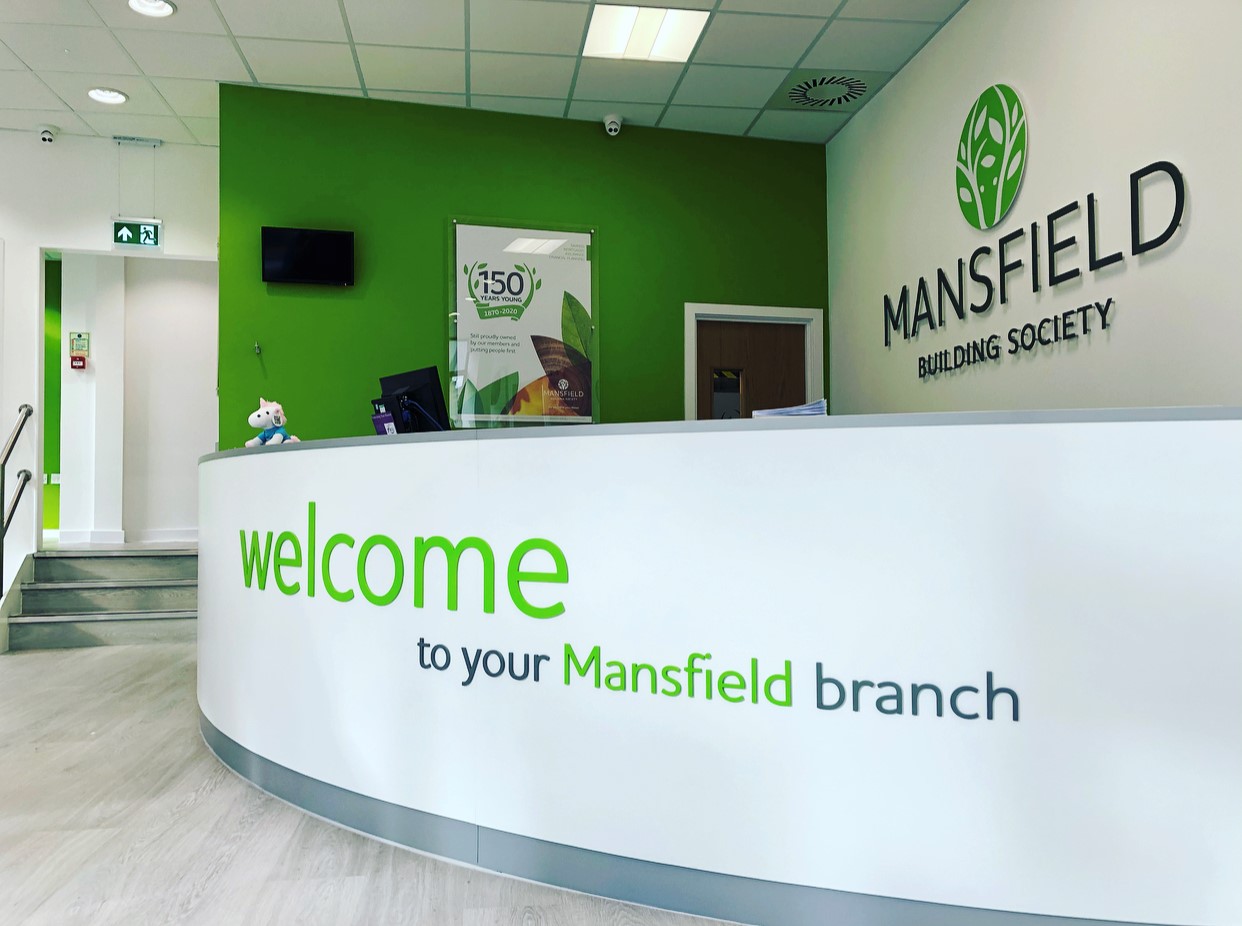 mansfield building society main branch inside front desk