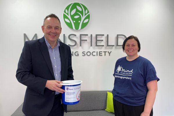 Mansfield building society man and woman mind launch bucket
