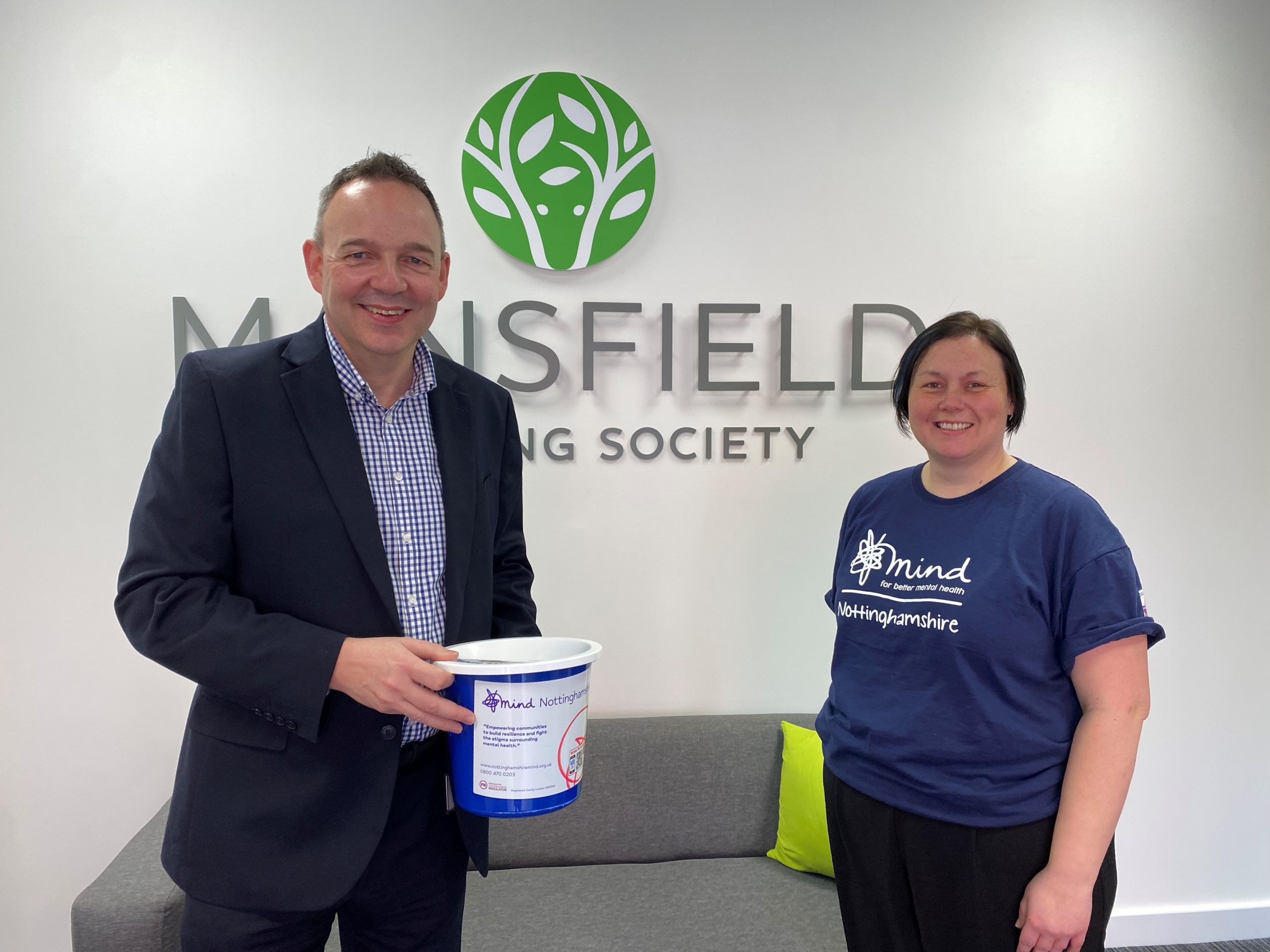 Mansfield building society man and woman mind launch bucket