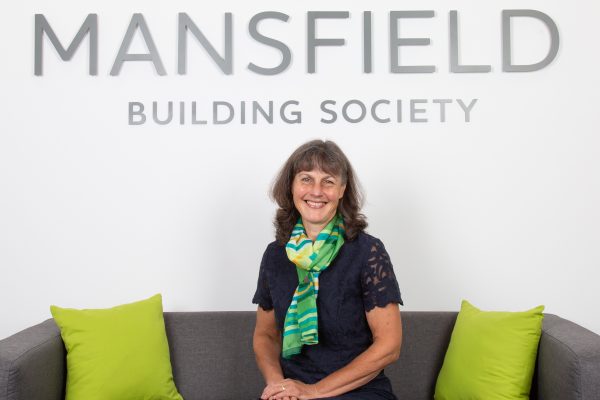 Mansfield Building Society Alison Chmiel sitting on sofa