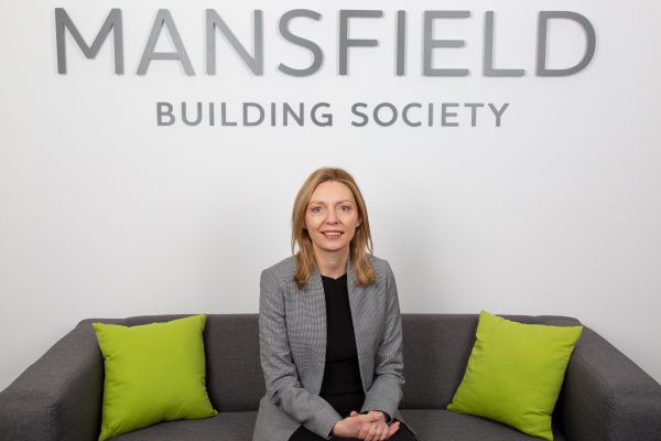 Mansfield Building Society Rachel Howarth sitting on sofa