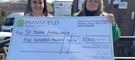 Mansfield bs large cheque st john ambulance women
