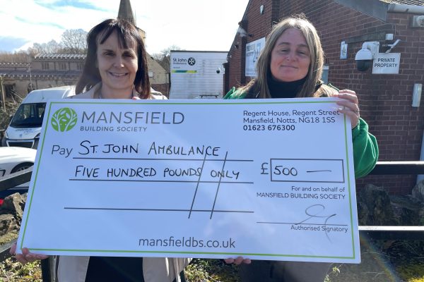 Mansfield bs large cheque st john ambulance women