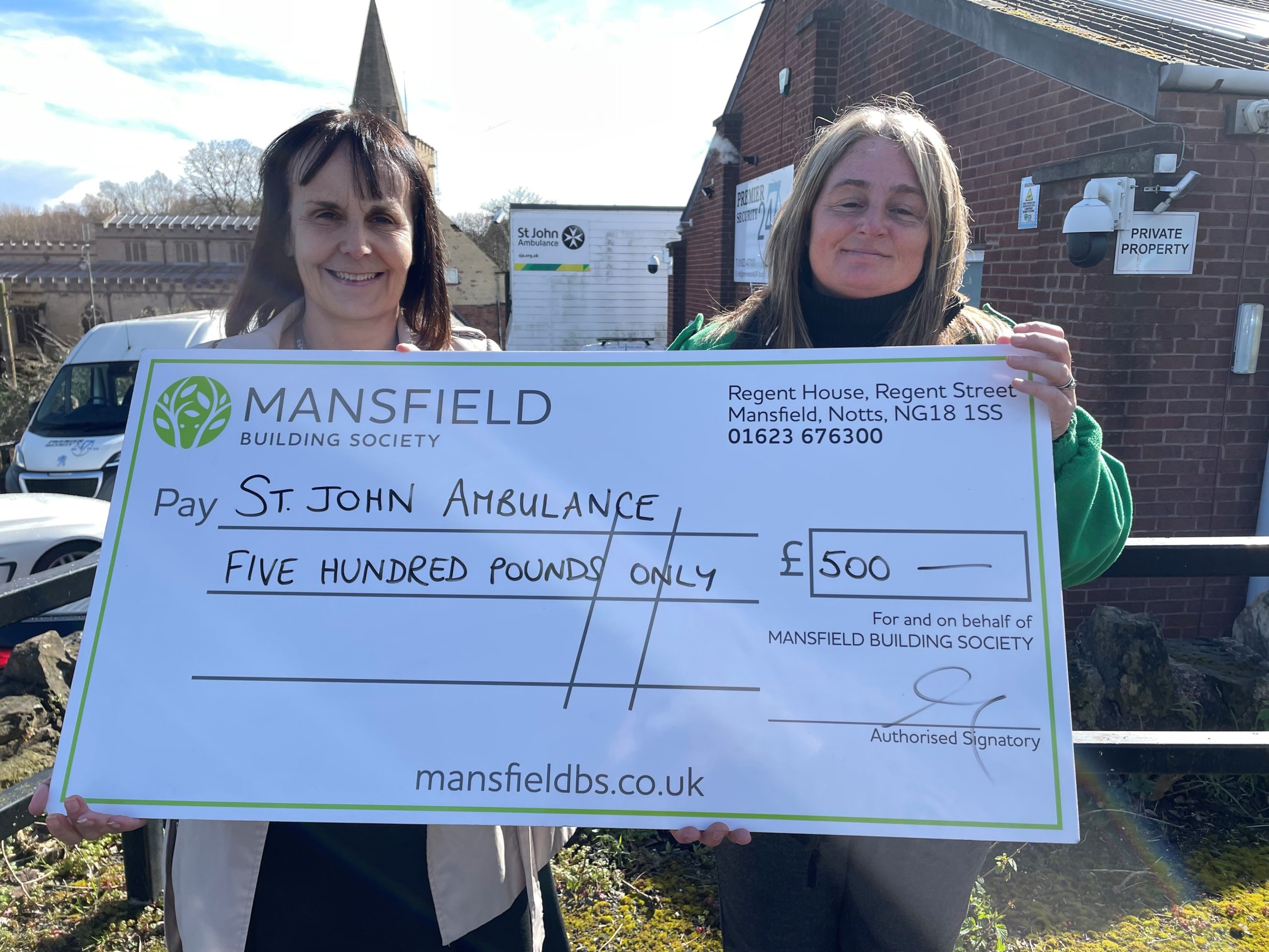 Mansfield bs large cheque st john ambulance women