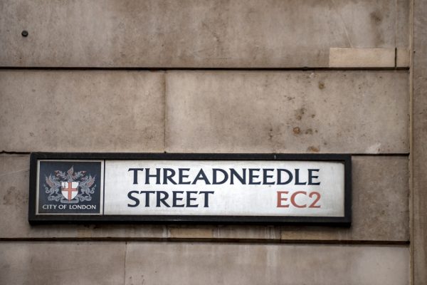 A street sign for Threadneedle Street, the home of the Bank of England