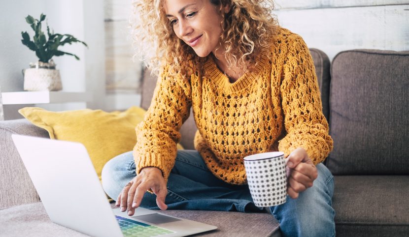Women at home on a laptop