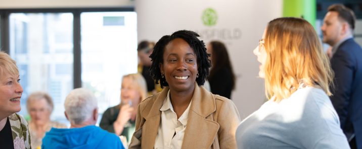 People talking at Mansfield Building Society's AGM