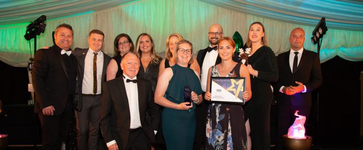Colleagues at Mansfield Building Society collecting an award